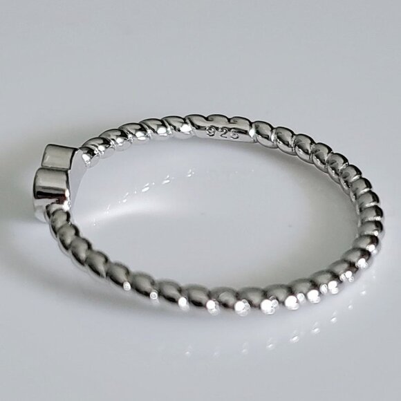 Simple Sterling Silver Heart Ring, Thin Heart Women Ring, 925 Minimalist Ring, - Picture 7 of 9